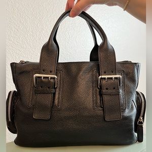 Furla Black Leather Top Handle Bag Silver Hardware